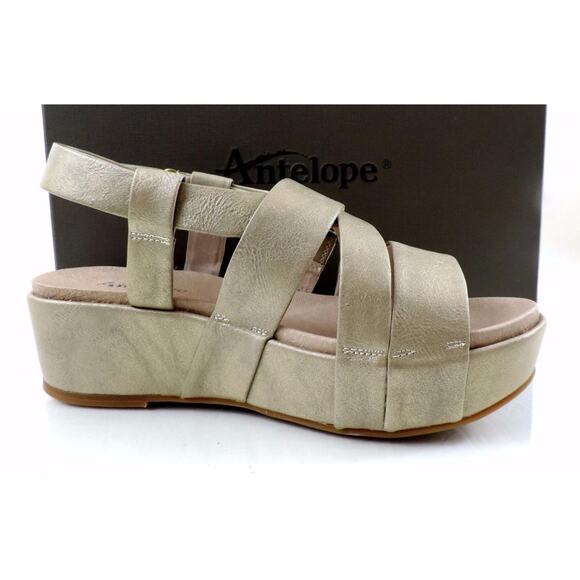 Women's Shoes Antelope 405 Double Vel Wedge Sandal Metallic Grey Size 10 / EU 41 - Picture 5 of 9